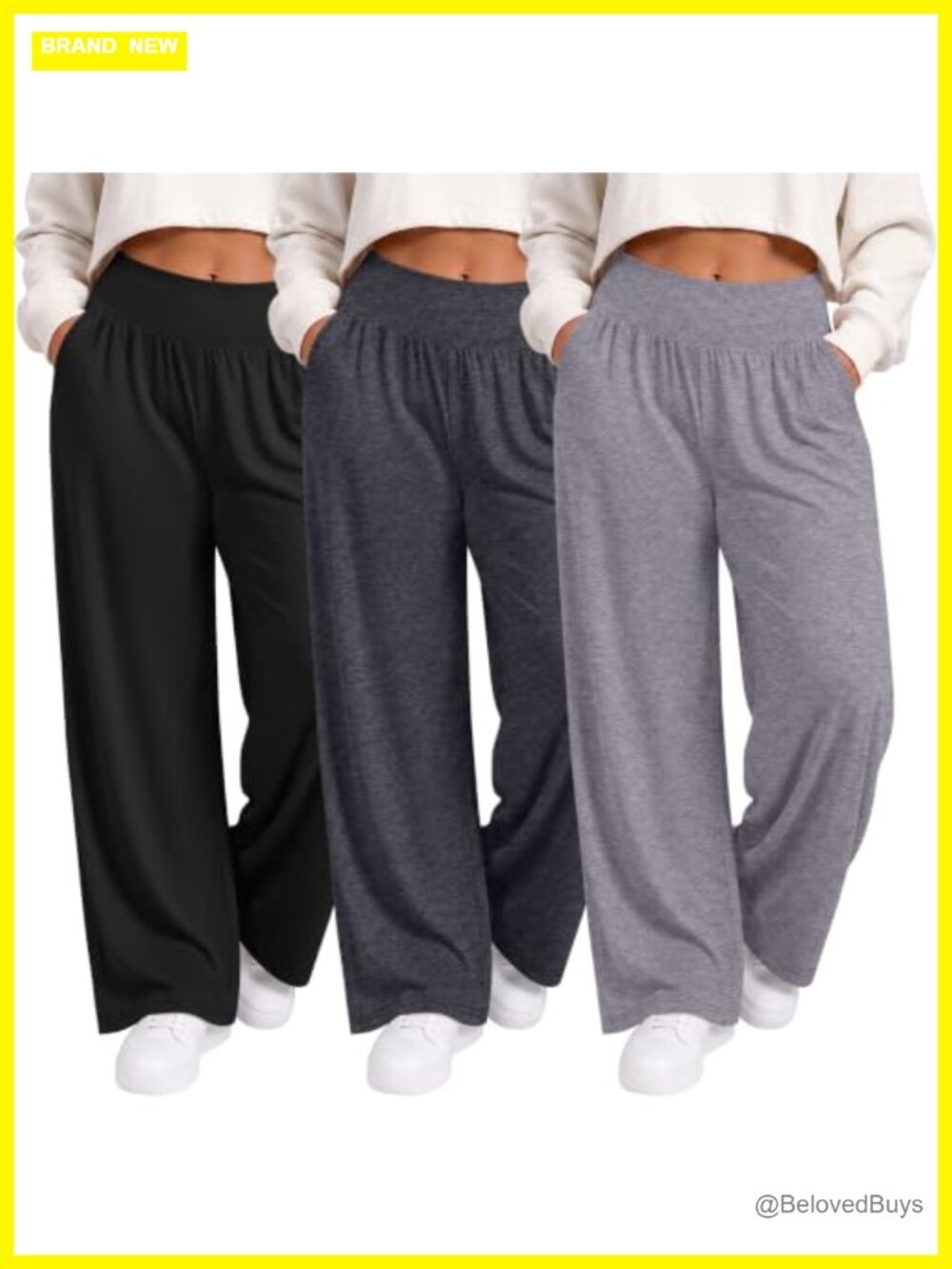 Plus Size Wide Leg Yoga Pants High Waisted Palazzo Lounge 3 Pack